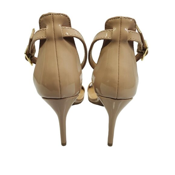 Material Girl Sandals Blaire Patent‎ Faux Leather Beige Open Toe Size 5.5 Tan - Picture 5 of 10